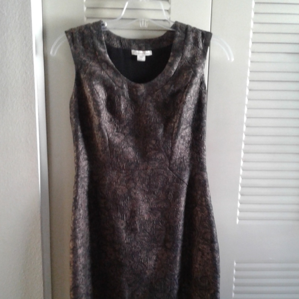 Coldwater Creek Black and Gray Patterned Midi Dress